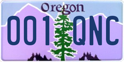 OR license plate 001QNC