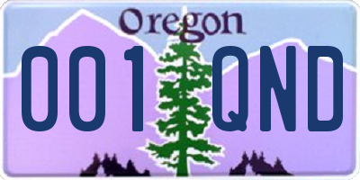 OR license plate 001QND