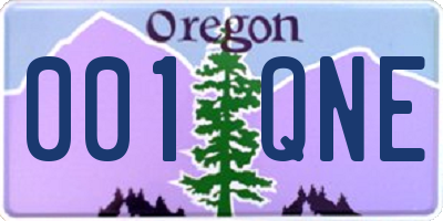 OR license plate 001QNE