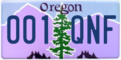 OR license plate 001QNF