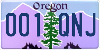 OR license plate 001QNJ