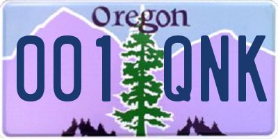 OR license plate 001QNK