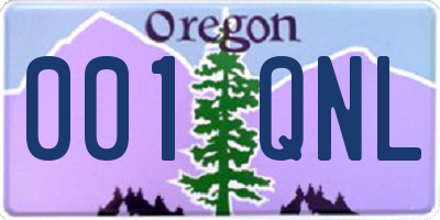 OR license plate 001QNL