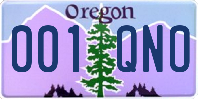 OR license plate 001QNO