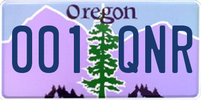 OR license plate 001QNR