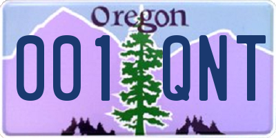 OR license plate 001QNT