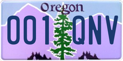 OR license plate 001QNV