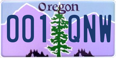 OR license plate 001QNW