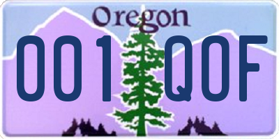 OR license plate 001QOF