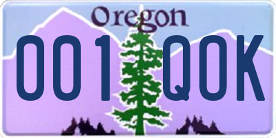 OR license plate 001QOK