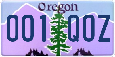 OR license plate 001QOZ