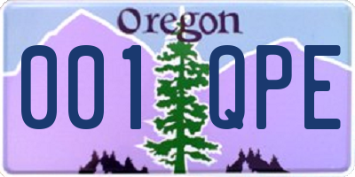 OR license plate 001QPE