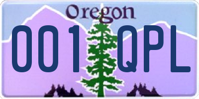 OR license plate 001QPL