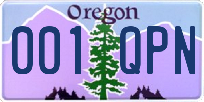 OR license plate 001QPN