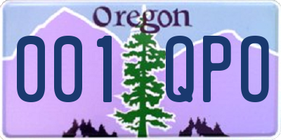 OR license plate 001QPO