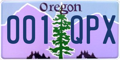 OR license plate 001QPX