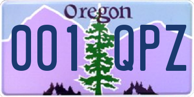 OR license plate 001QPZ