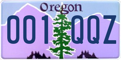 OR license plate 001QQZ