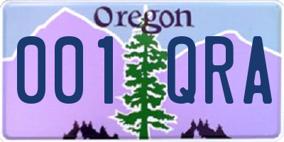 OR license plate 001QRA