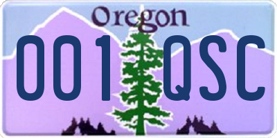 OR license plate 001QSC