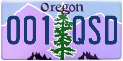 OR license plate 001QSD