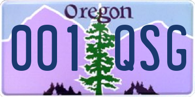 OR license plate 001QSG