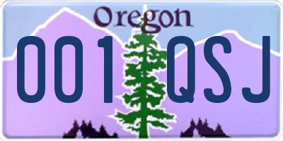 OR license plate 001QSJ