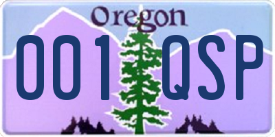 OR license plate 001QSP