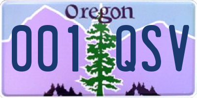 OR license plate 001QSV