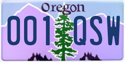 OR license plate 001QSW