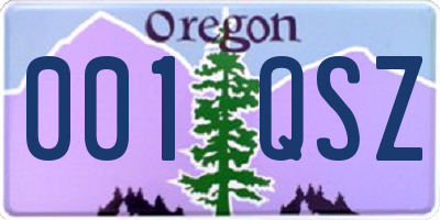 OR license plate 001QSZ