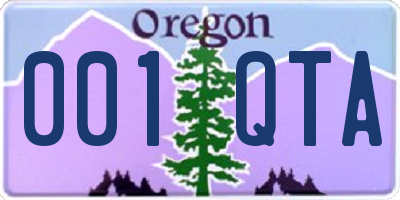 OR license plate 001QTA