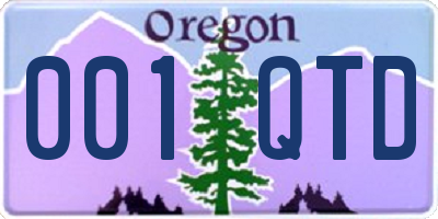 OR license plate 001QTD