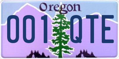 OR license plate 001QTE