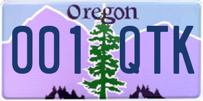 OR license plate 001QTK