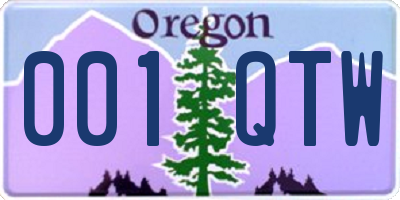 OR license plate 001QTW