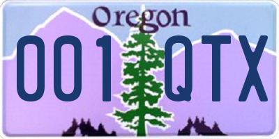 OR license plate 001QTX