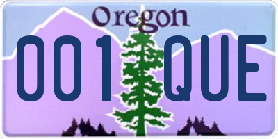 OR license plate 001QUE