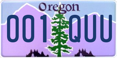 OR license plate 001QUU