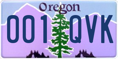 OR license plate 001QVK