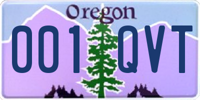 OR license plate 001QVT