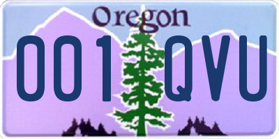 OR license plate 001QVU