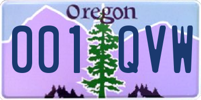 OR license plate 001QVW