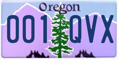 OR license plate 001QVX