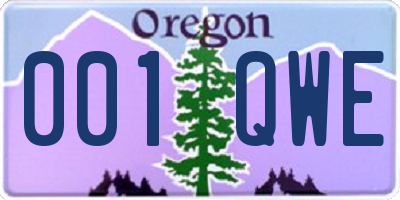 OR license plate 001QWE