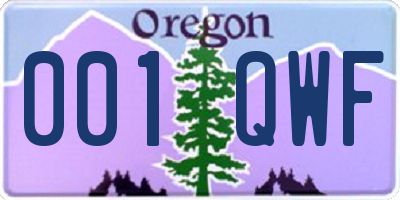 OR license plate 001QWF