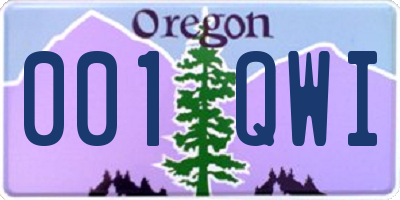 OR license plate 001QWI