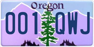 OR license plate 001QWJ