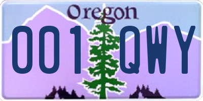 OR license plate 001QWY