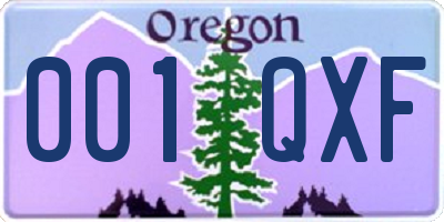 OR license plate 001QXF